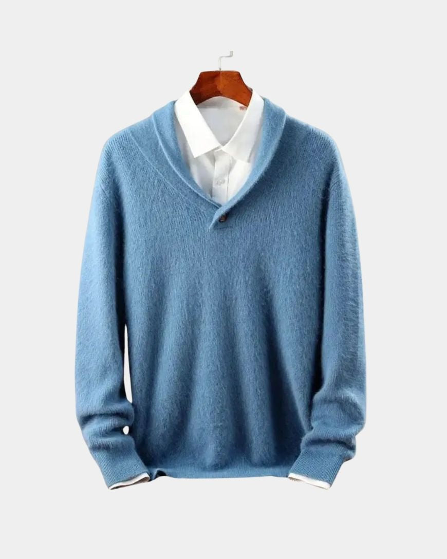 Tiburcio | Jersey gris con cuello chal