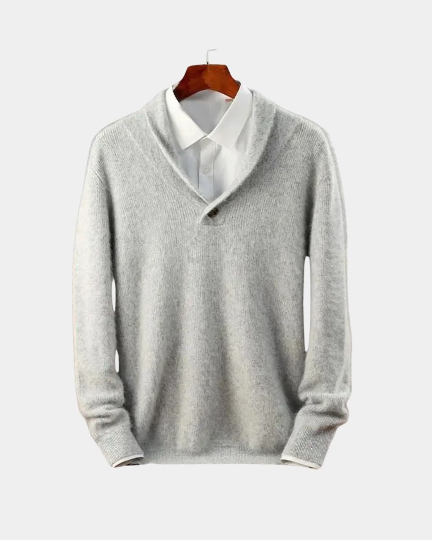 Tiburcio | Jersey gris con cuello chal