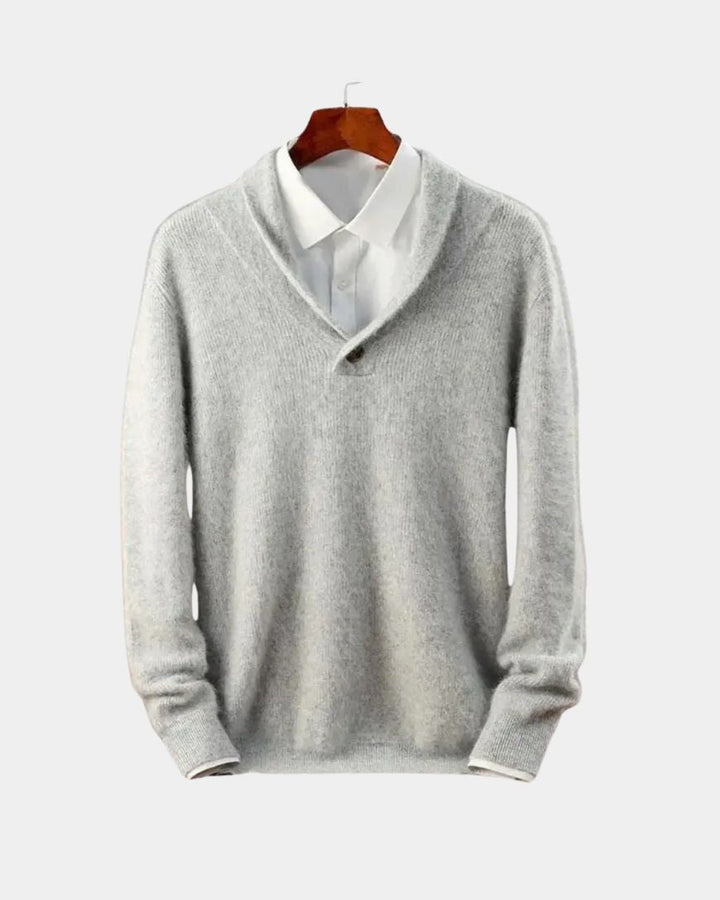 Tiburcio | Jersey gris con cuello chal