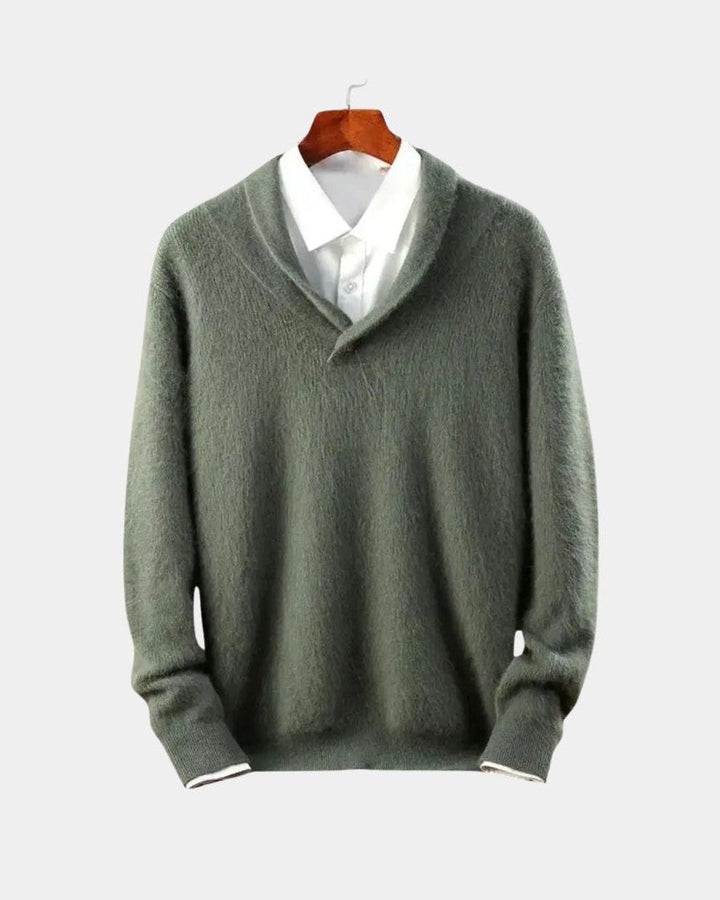 Tiburcio | Jersey gris con cuello chal