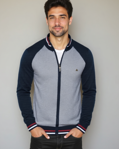 Tomás | Jersey de punto gris con cremallera