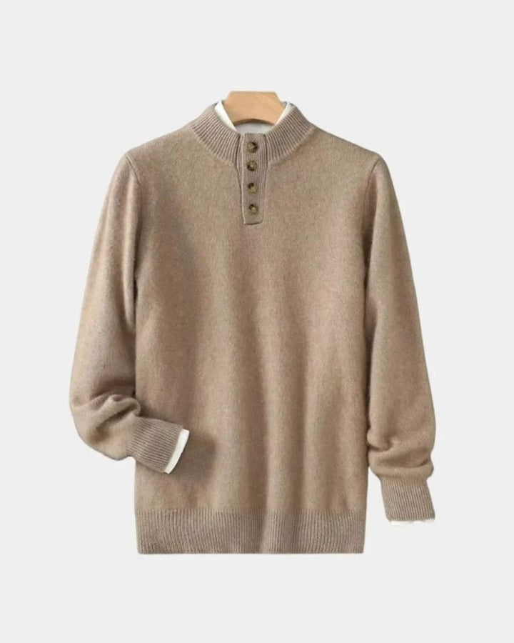 Tristán | Jersey de punto beis con cuello henley