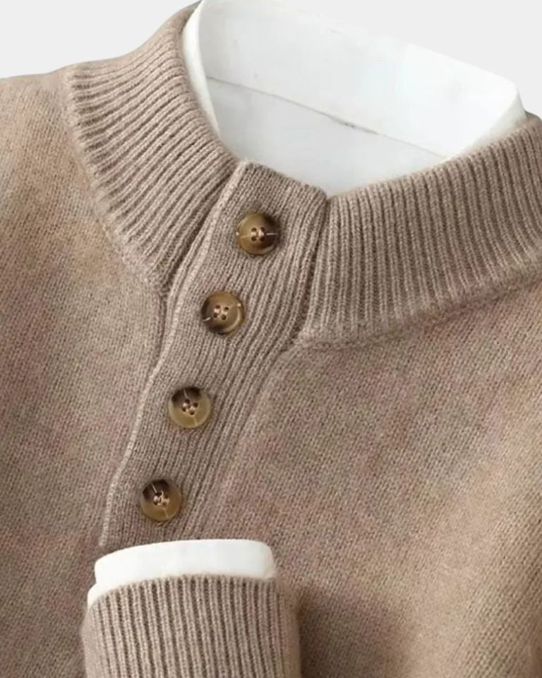 Tristán | Jersey de punto beis con cuello henley