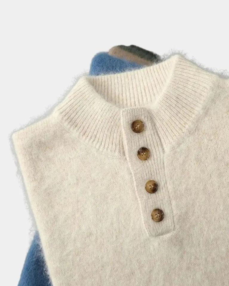Tristán | Jersey de punto beis con cuello henley