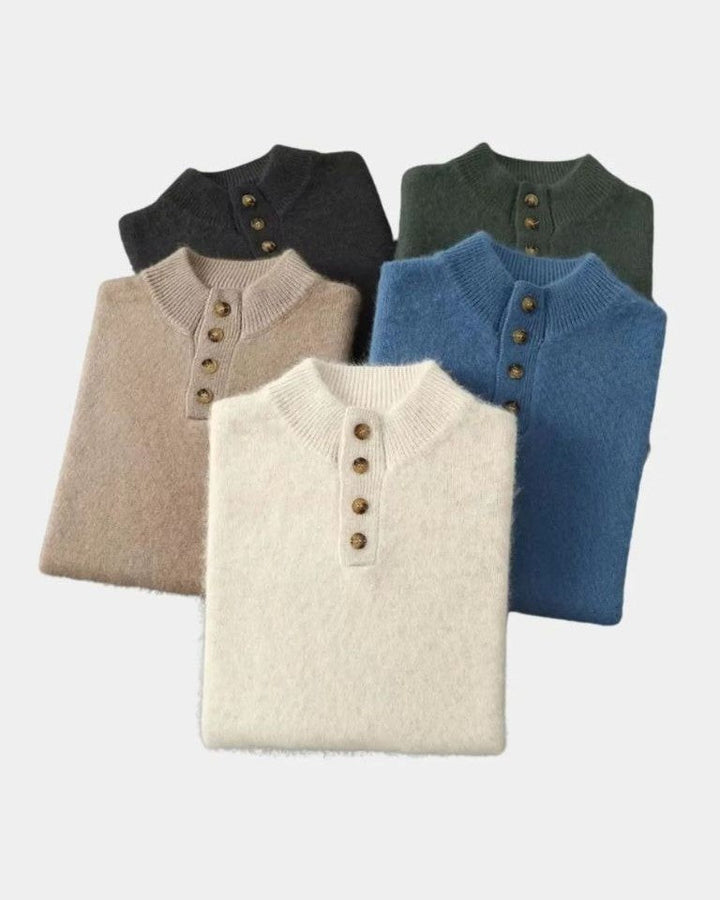 Tristán | Jersey de punto beis con cuello henley