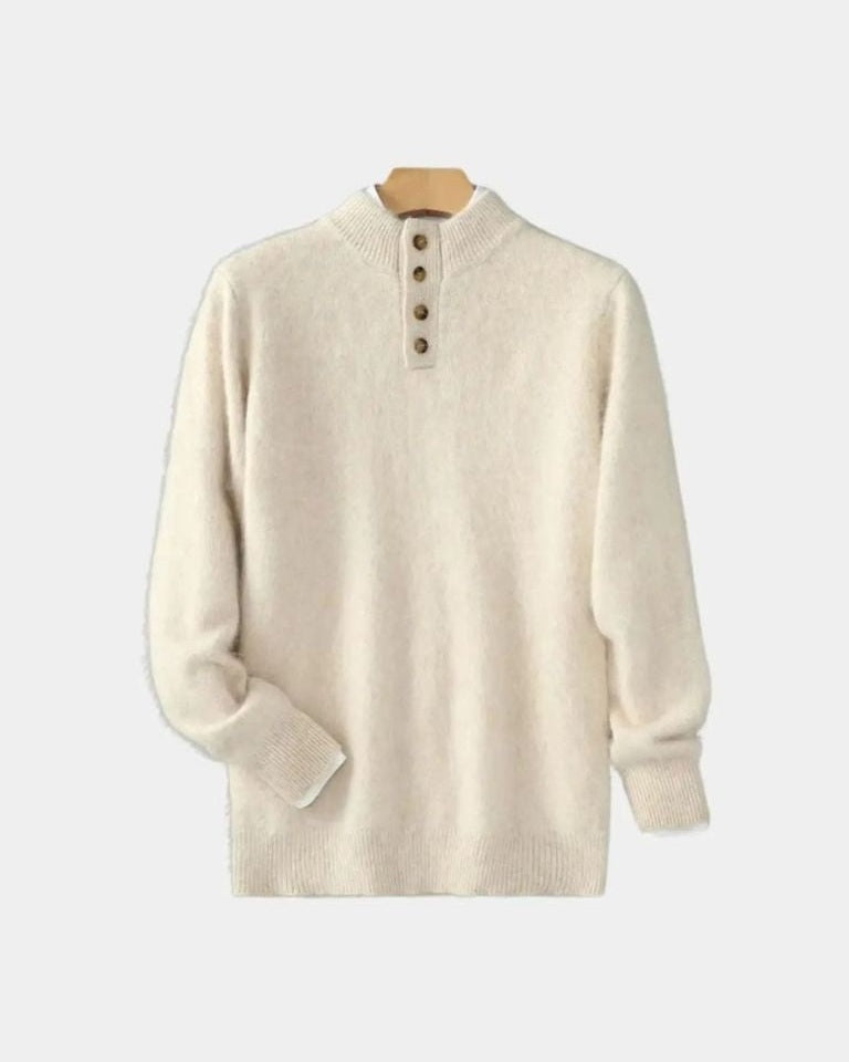 Tristán | Jersey de punto beis con cuello henley