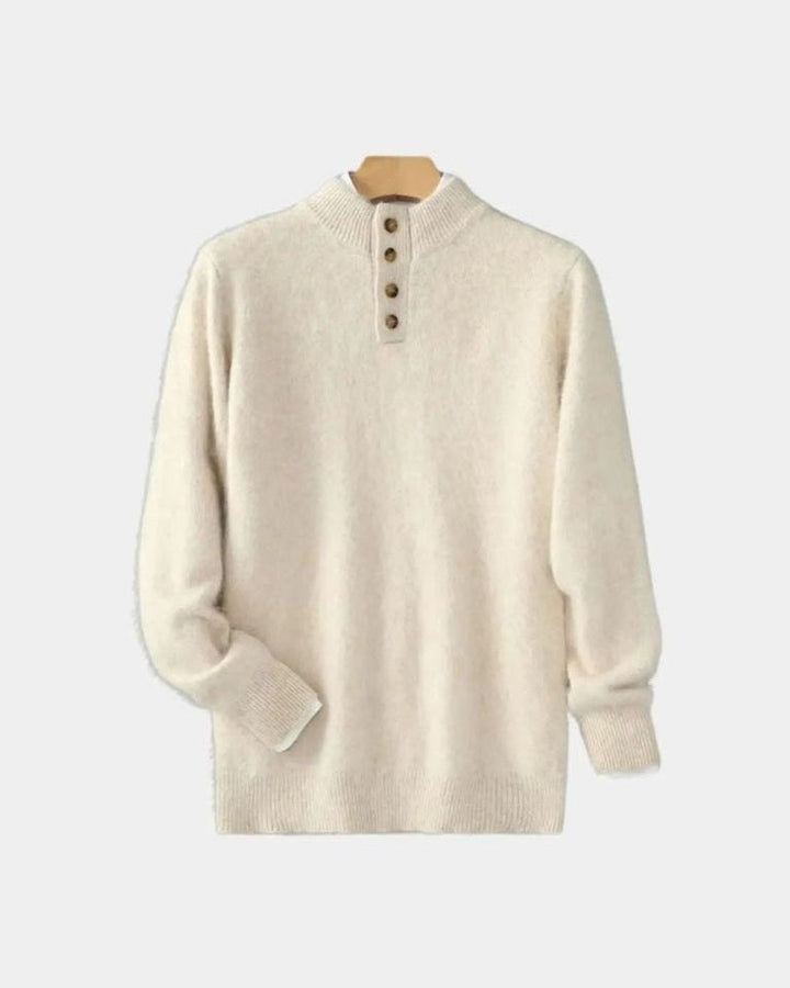 Tristán | Jersey de punto beis con cuello henley