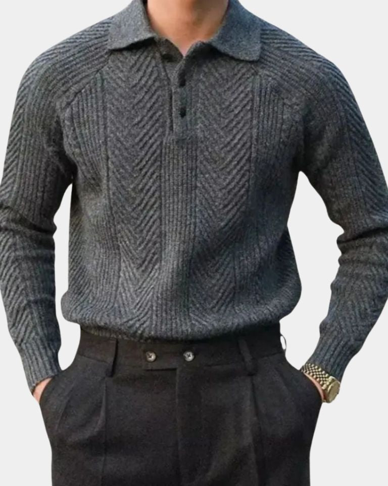 Ulises | Jersey de punto color crudo con cuello de pico