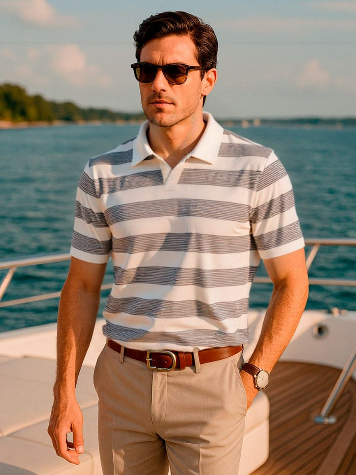 Victoriano | Polo gris de rayas