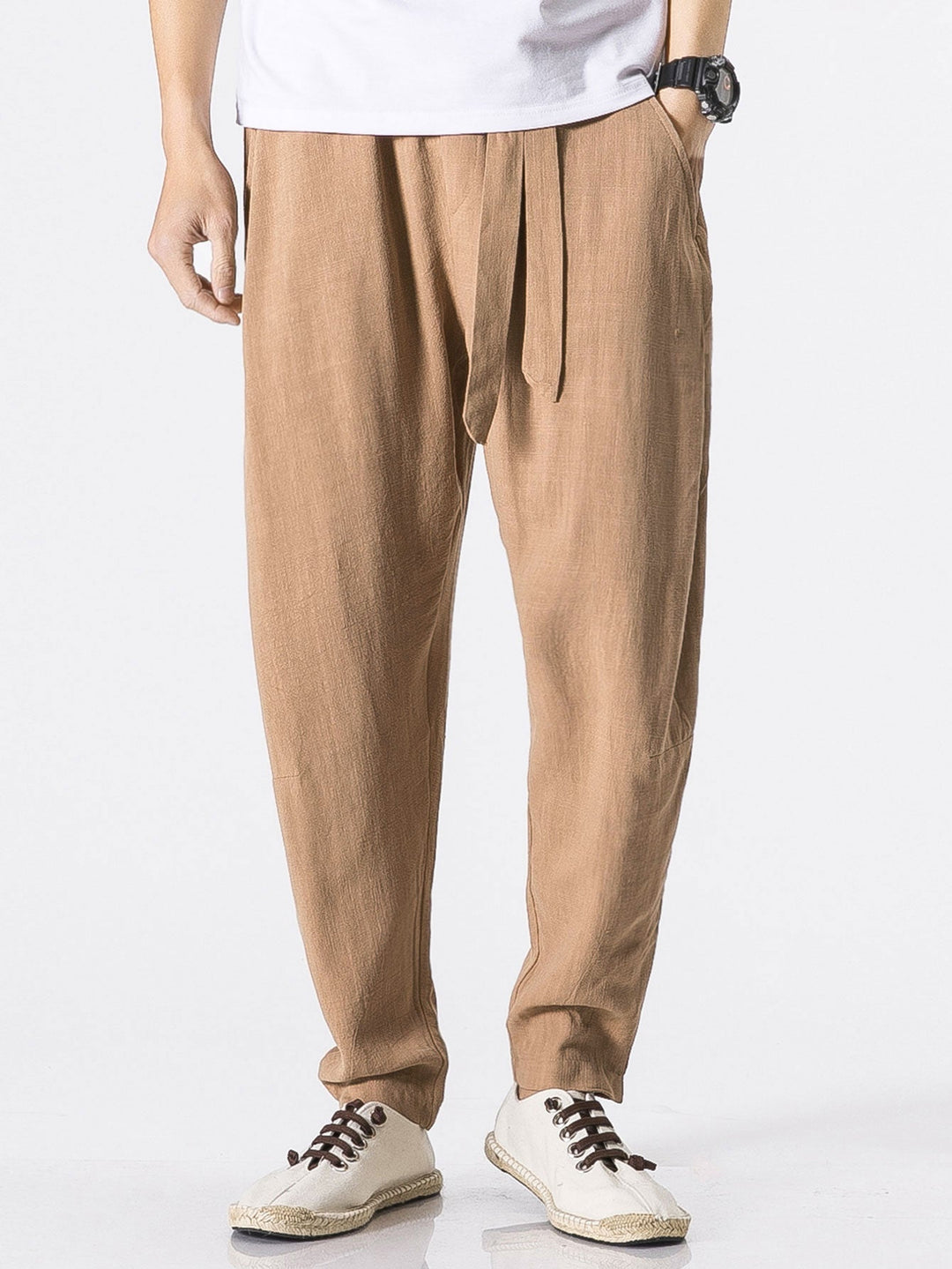 Victorino | Pantalón harem de lino con cinturón