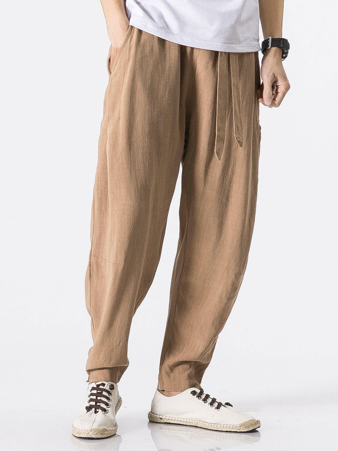 Victorino | Pantalón harem de lino con cinturón