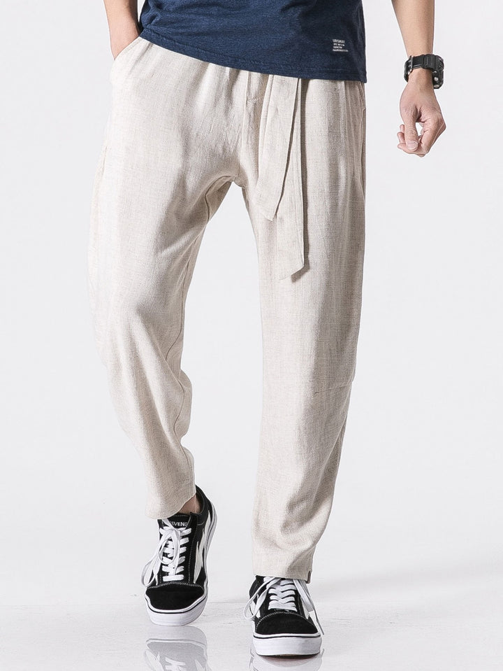 Victorino | Pantalón harem de lino con cinturón