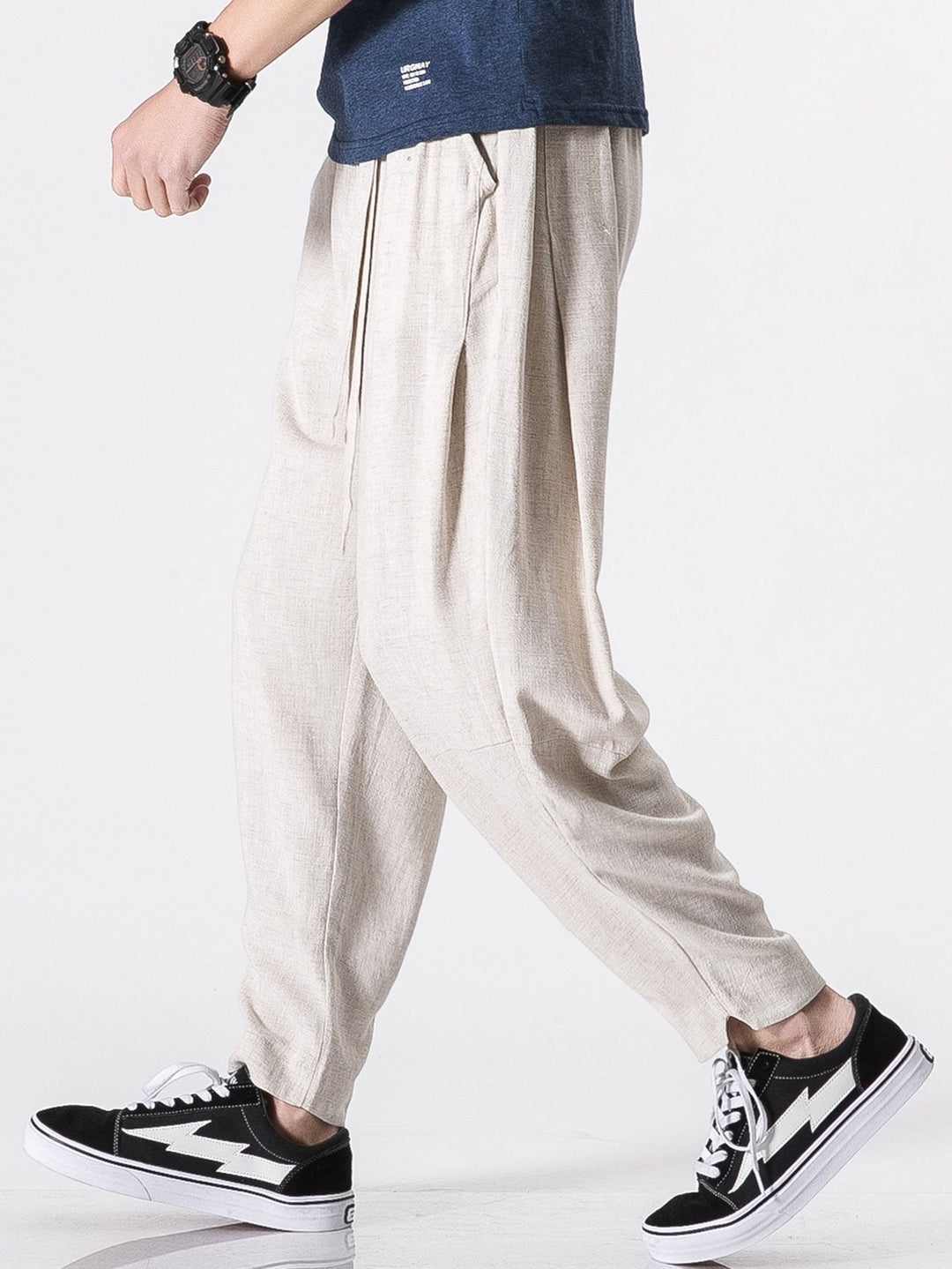 Victorino | Pantalón harem de lino con cinturón