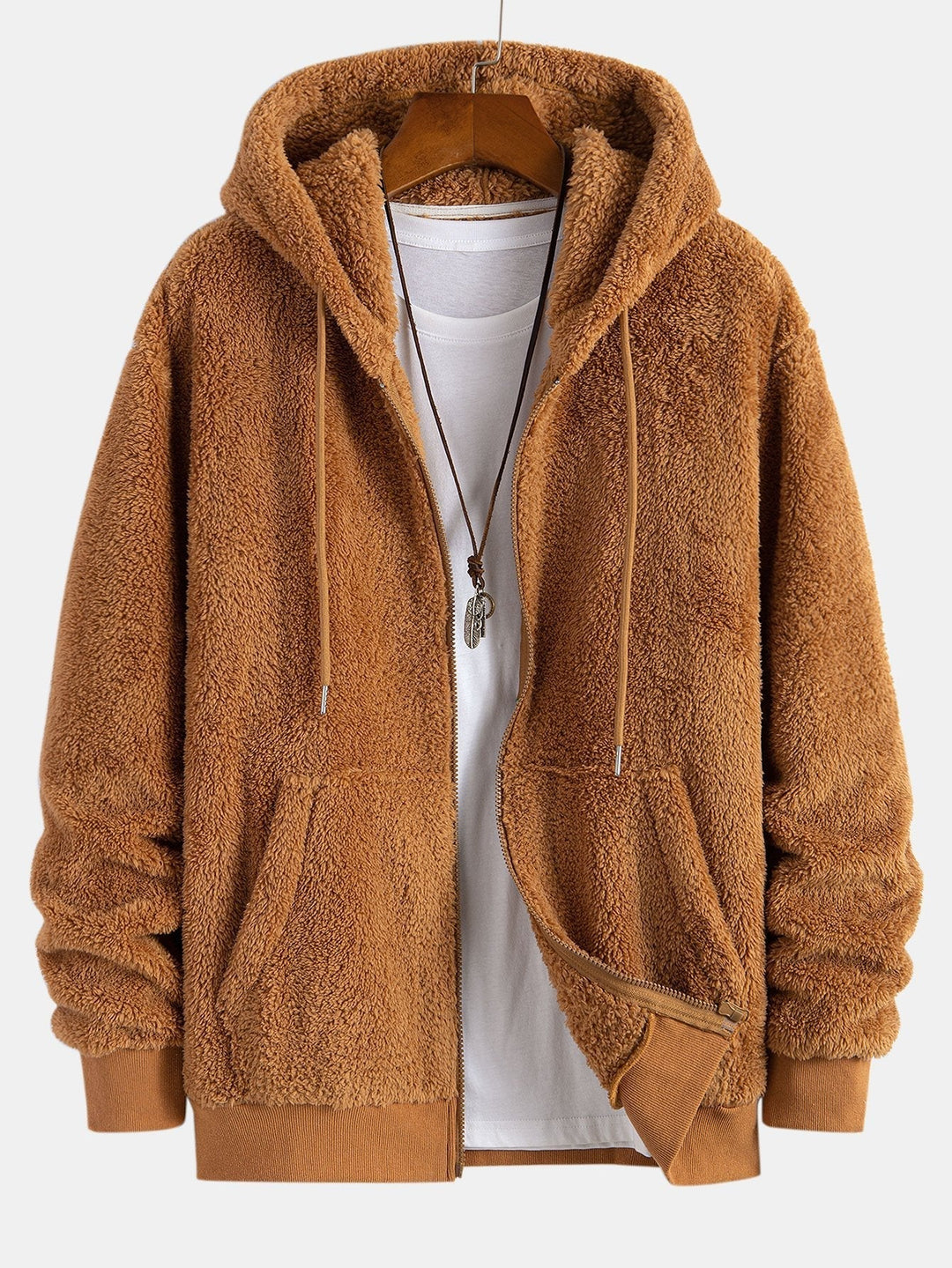 Yago | Sudadera con capucha básica de borreguito con cremallera