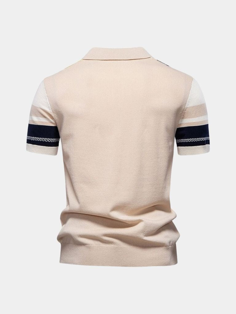Zacarías | Polo beis con rayas verticales retro