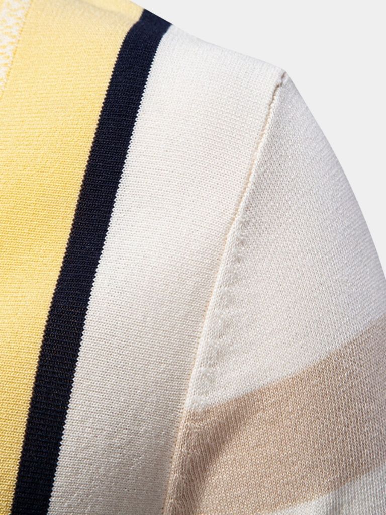 Zacarías | Polo beis con rayas verticales retro