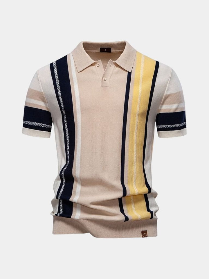 Zacarías | Polo beis con rayas verticales retro