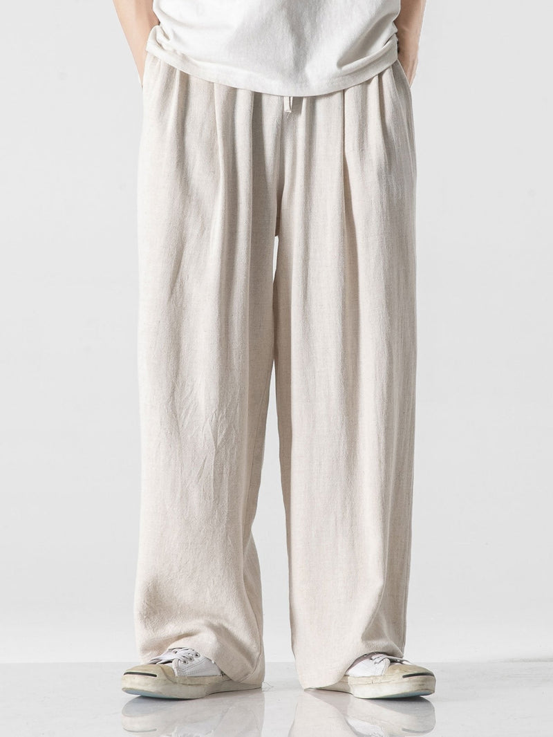 Zenón | Pantalón wide leg de lino y algodón